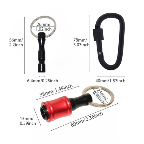 24Pieces 1/4 Inch Hex Bits Holder Keychian, Keychain Extension Bar Screwdriver Bit Holder Socket Adapter 2