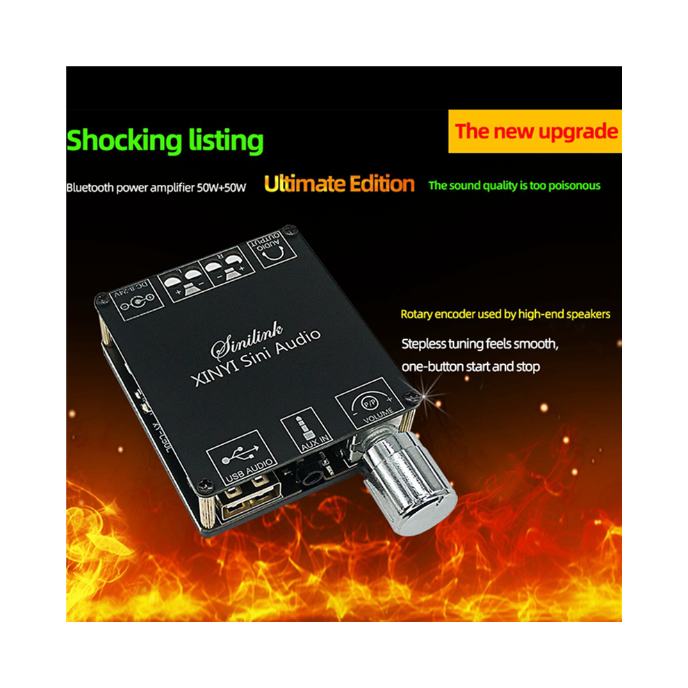 10X Xy-C50l Mini Bluetooth 5.0 Wireless Audio Digital Power Amplifier Stereo Board 50Wx2 Black 4762224615236