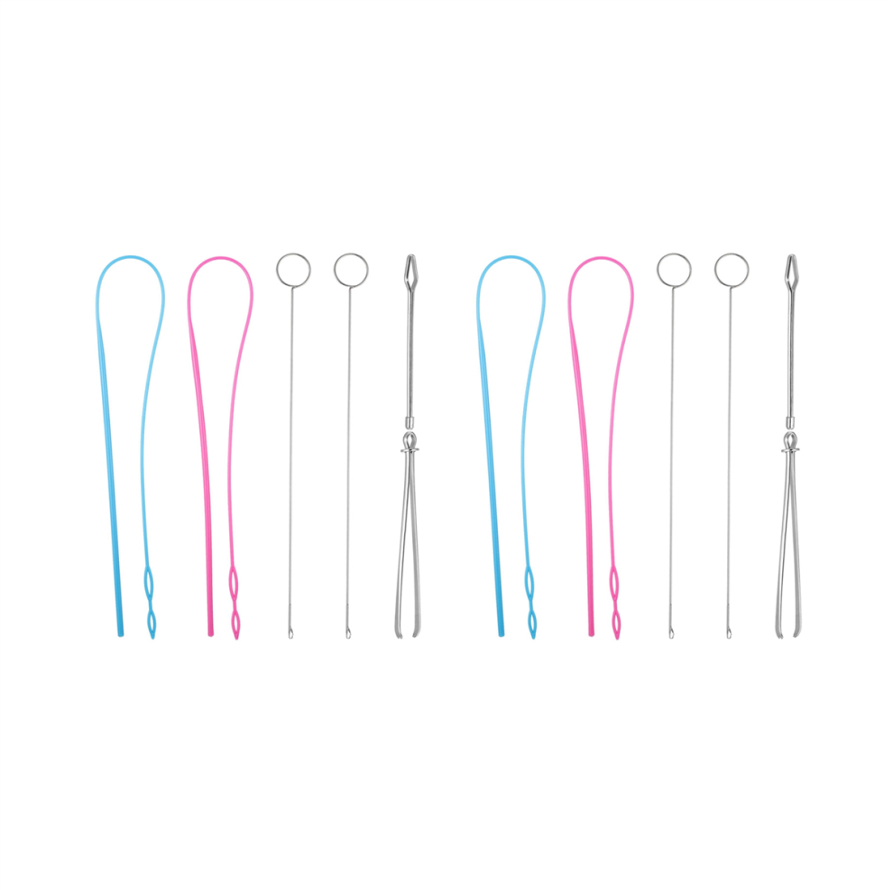 12 Pieces Sewing Loop Kit, Loop Turner Hook Flexible Drawstring Threader Metal Tweezers Long Loop Turner Tool with Latch