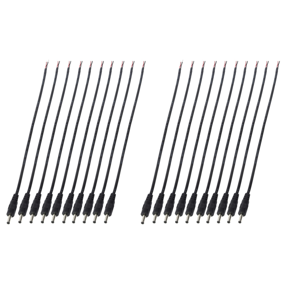 20 Pack 3.5Mm X 1.35Mm Dc Power Male Plug Jack To Bare Wire Open End Pigtail Power Cable Cord 3.5X1.35mm For Dc Power 4762149484290