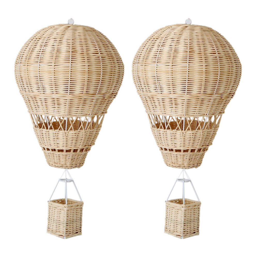 2X Hand-Woven Rattan Hot Air Balloon Children's Room Bohemian Nursery Decoration Photo Props Tlily