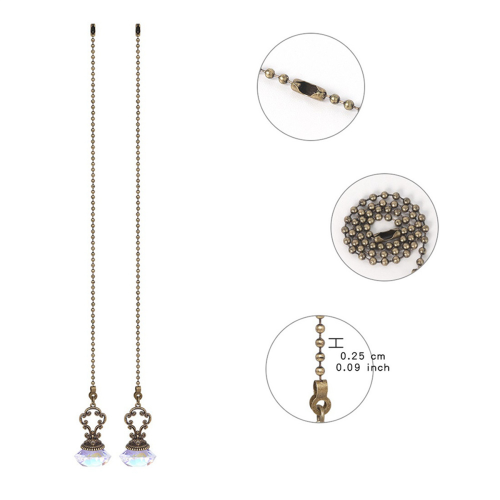 8 Pieces Artificial Crystal Ceiling Fan Pull Chains Pull Chain Extension with Connector for Light Ceiling Fan Desk Lamp 1