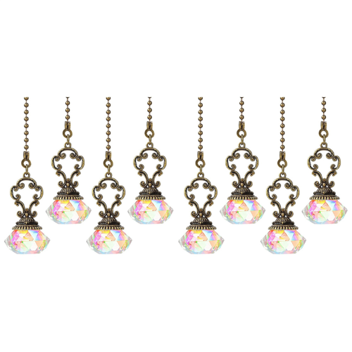 8 Pieces Artificial Crystal Ceiling Fan Pull Chains Pull Chain Extension with Connector for Light Ceiling Fan Desk Lamp 2
