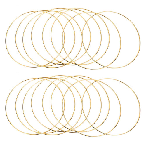 16Pcs 8 Inches Dream Catcher Rings Metal Hoops Macrame Ring for Crafts and Dream Catcher Supplies, Gold