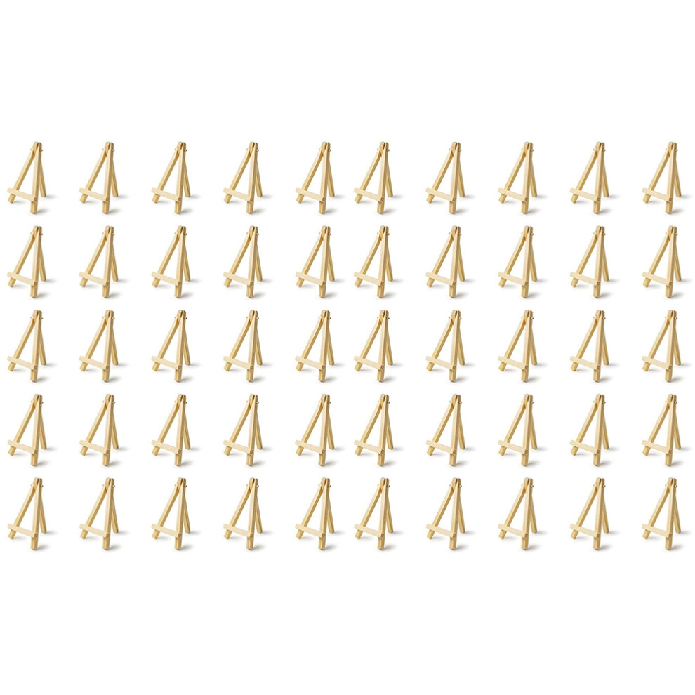 50 Pieces of Mini 5 Inch Wooden Easel. Business Cards, Display Photos, Small Canvases, Classroom DIY Arts and Crafts