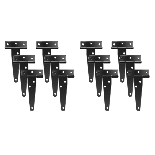 18 PCS 4 Inch T-Strap Hinges Rustic Gate Strap Hinge Rustproof Gate Door Black Hinges for Windows, Fence and Barn Gates 1