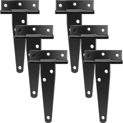 18 PCS 4 Inch T-Strap Hinges Rustic Gate Strap Hinge Rustproof Gate Door Black Hinges for Windows, Fence and Barn Gates 2