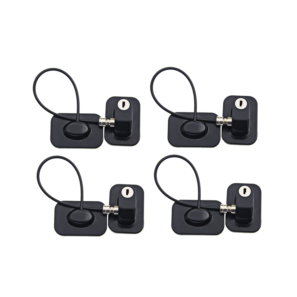 4X Window Restrictors With Safety Lock Cable,No Screws Required To Avoid Damage And Protect The Safety, Black Tlily
