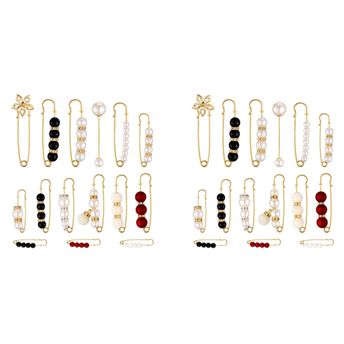 30Pcs Sweater Clips Heavy Duty Safety Pins Faux White Pearl Brooch Pin Dress Clip Hat Shawl Pin Rhinestone Enamel Pins