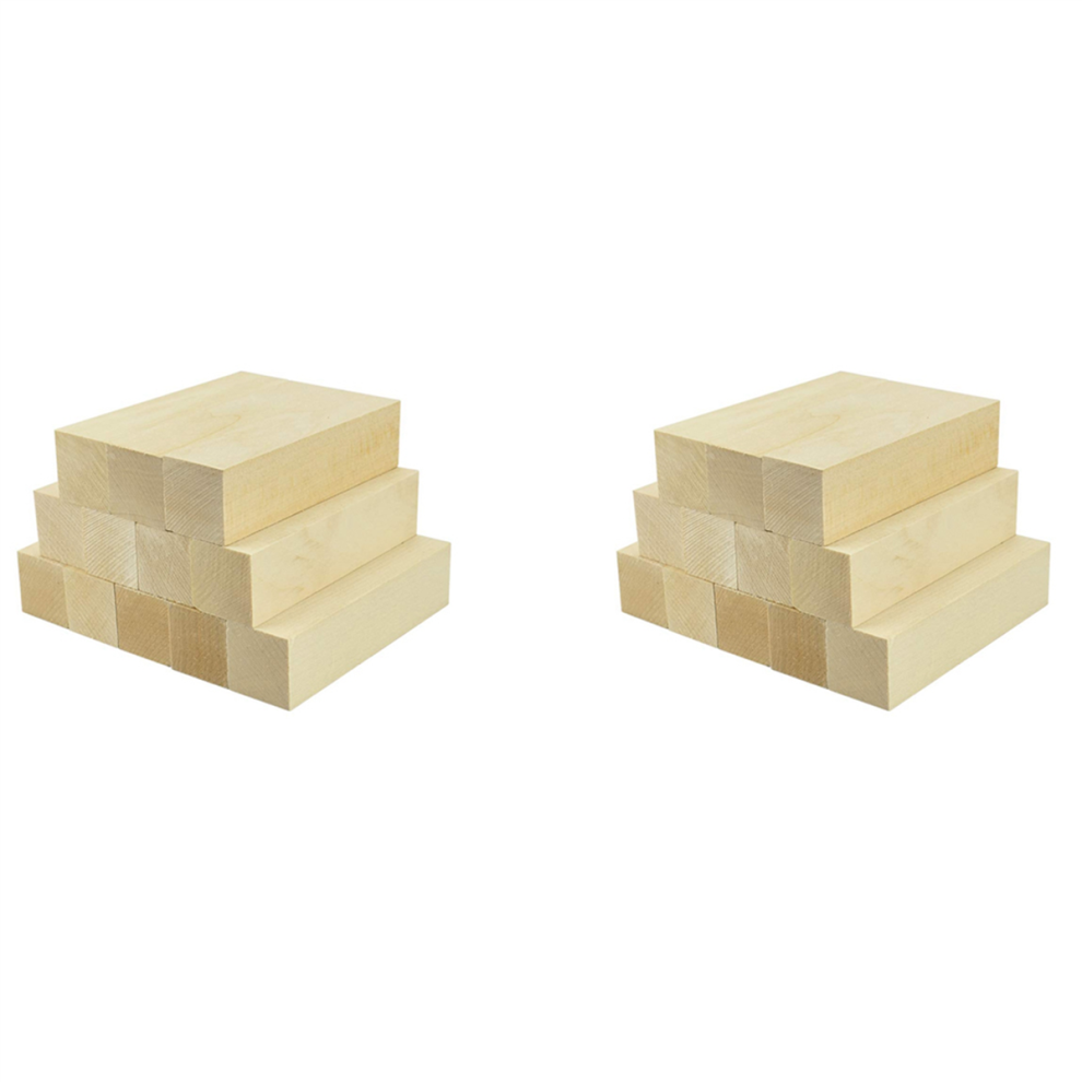 2X Whittling and Carving Wood Blocks Unfinished Wood Blocks Basswood Carving Blocks Set for Carving Beginners