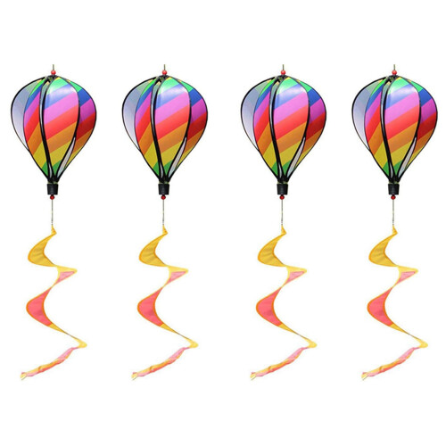 4PCS Balloon Wind Spinner Striped Windsock Balloon Yard Decor Spiral Balloon Windmill