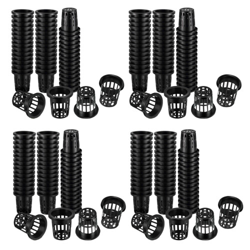 400 Pack 1.77 Inch Net Cups Slotted Mesh Wide Lip Filter Plant Net Pot Bucket Basket for Hydroponics Aquaponics Orchids