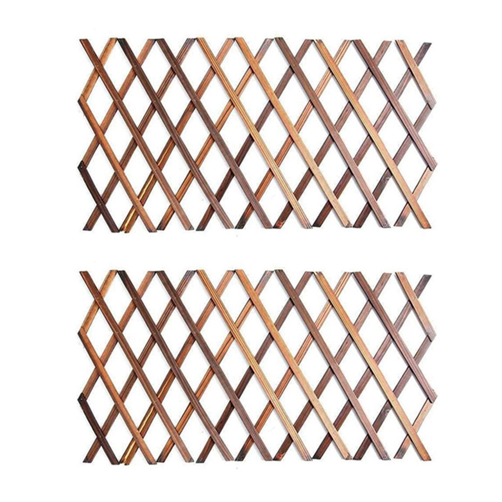2X Expanding Wooden Garden Wood Pull Mesh Wall Fence Grille for Home Garden Sub Garden Decoration Climbing Frame