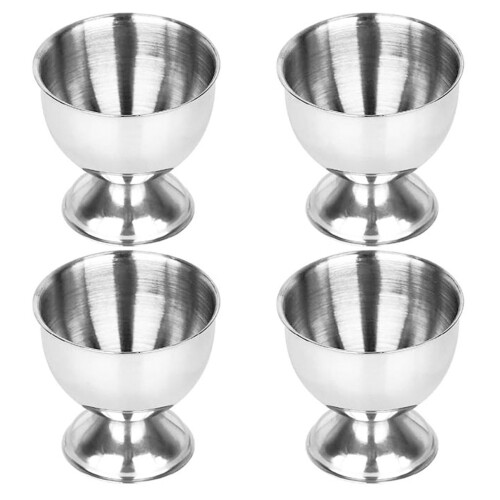 12X Egg Cups Set Stainless Steel Eggs Hard Boiled Eggs and Soft Tray Tool Holders Kitchen, Silver 2