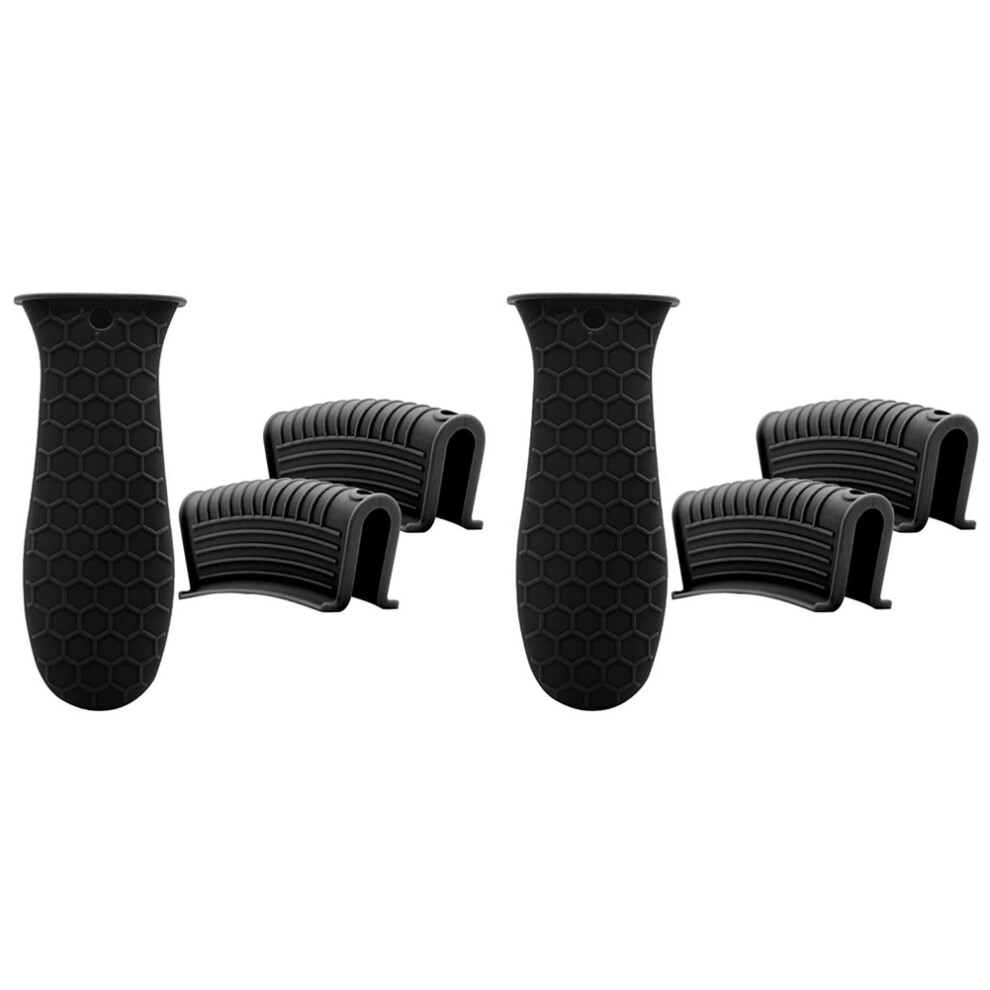 2X Silicone Hot Handle Holder Cover Set Assist Pan Handle Sleeve Potholders Cast Iron Skillets Handles Grip Covers