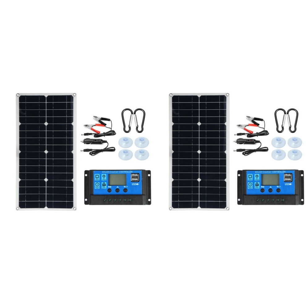 2X 300W Solar Panel Kit Portable Power RV Monocrystalline Boat Flexible Battery 12V