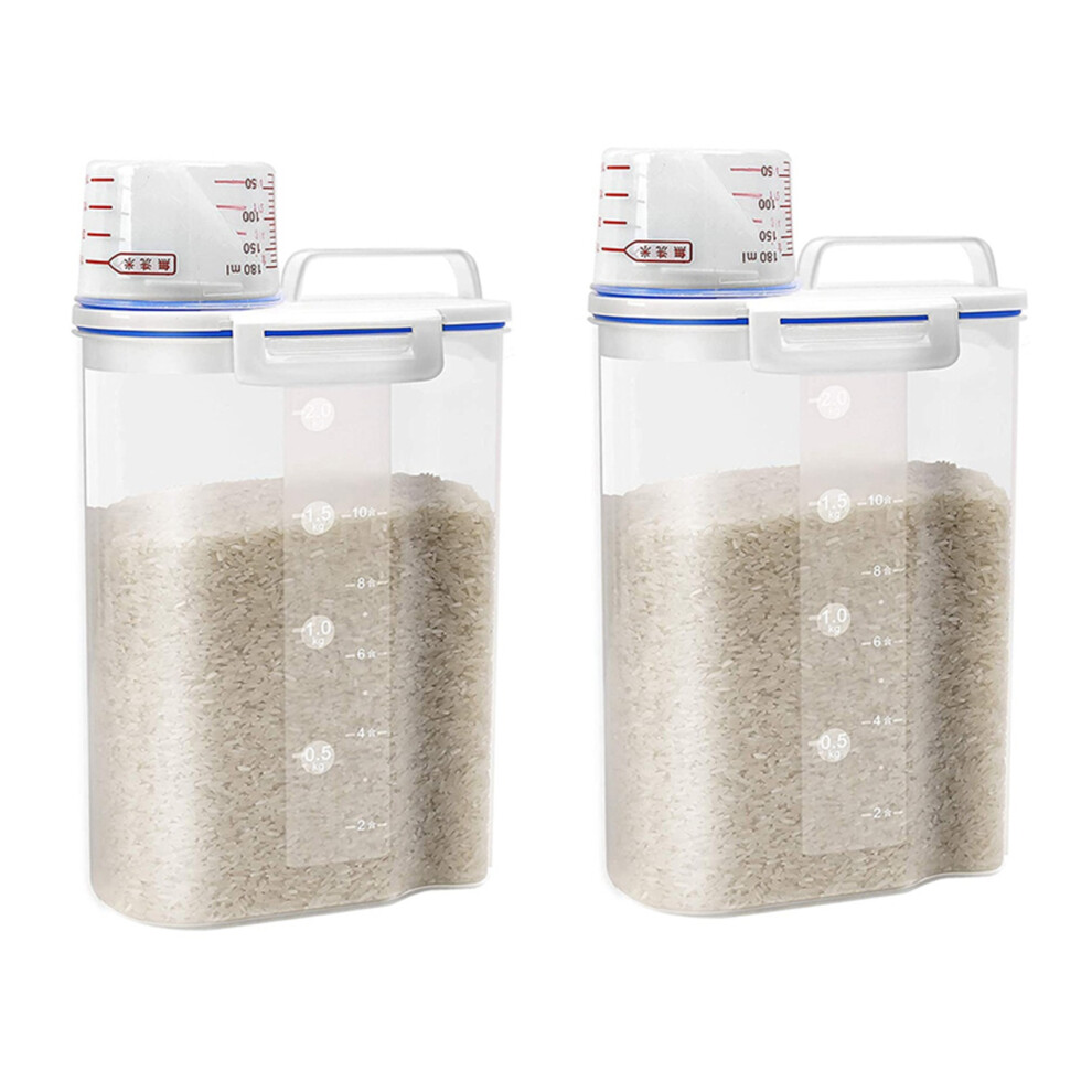 2X Rice Cereal Container Storage - Airtight Dry Food Container Storage Plastic Small Rice Dispenser with Measuring Cup