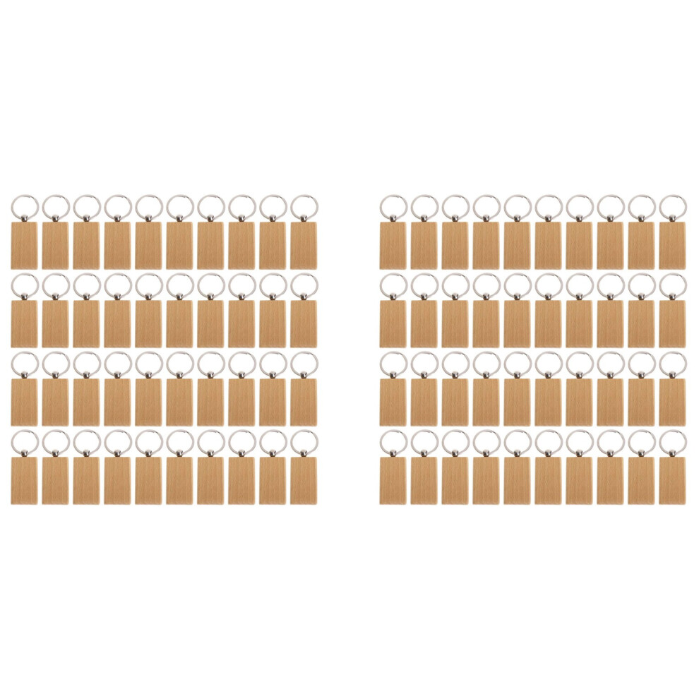 80 Pcs Blank Wooden Keychain Rectangular Engraving Key Diy Wood Keychains Key Tags Can Engrave Diy Gifts 4762149427037