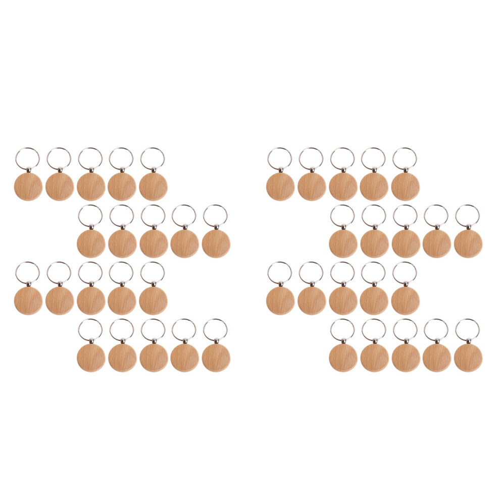 40 Pcs Blank Wooden Keychain Round Engraving Key Diy Wood Keychains Key Tags Can Engrave Diy Gifts 4762149427426