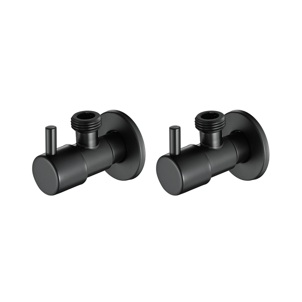 2X Black Angle Valve 304 Stainless Steel Water Stop Valve Leak-Proof Water Cold and Hot General Bathroom Accessories
