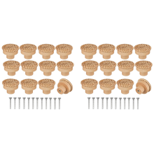 Boho Rattan Dresser Knobs Round Wooden Drawer Knobs Handmade Wicker Woven and Screws for Boho Furniture Knobs 24Pcs