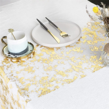 2X Table Runner, Sparkling Polyester Tulle Ribbon Roll with Gold Foil,Birthday Party Wedding Christmas Decor 28cmx10M