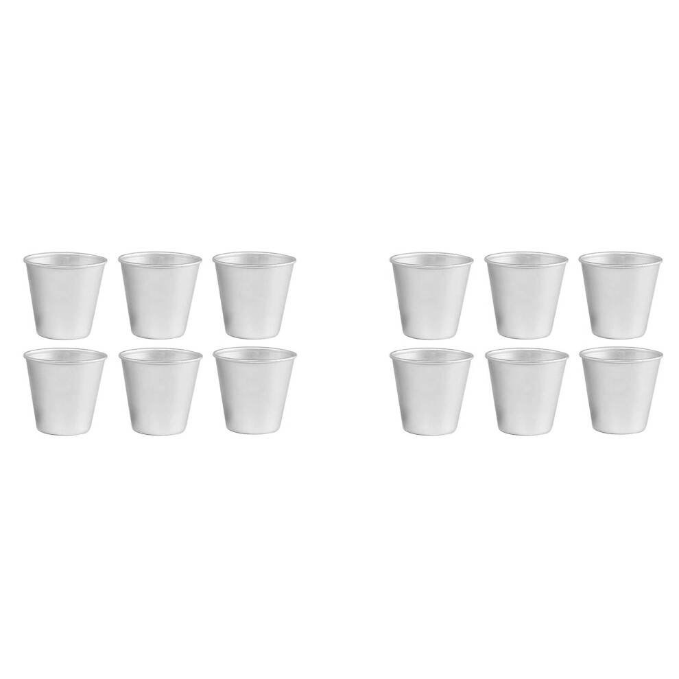 Tlily 12 Pcs Aluminium Dariol Mould Baking Cup Dariole Pudding Dessert Moulds Round Egg Tart Mould Bakeware Cup