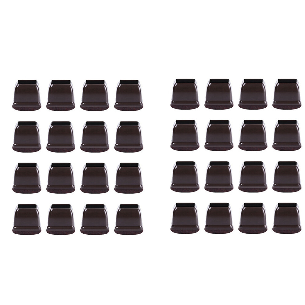 32 Pcs Brown Silicone Chair Leg Floor Protectors, Square Chair Leg With Wrapped Felt, Fit: 0.55 Inch-0.75 Inch 4762149454071