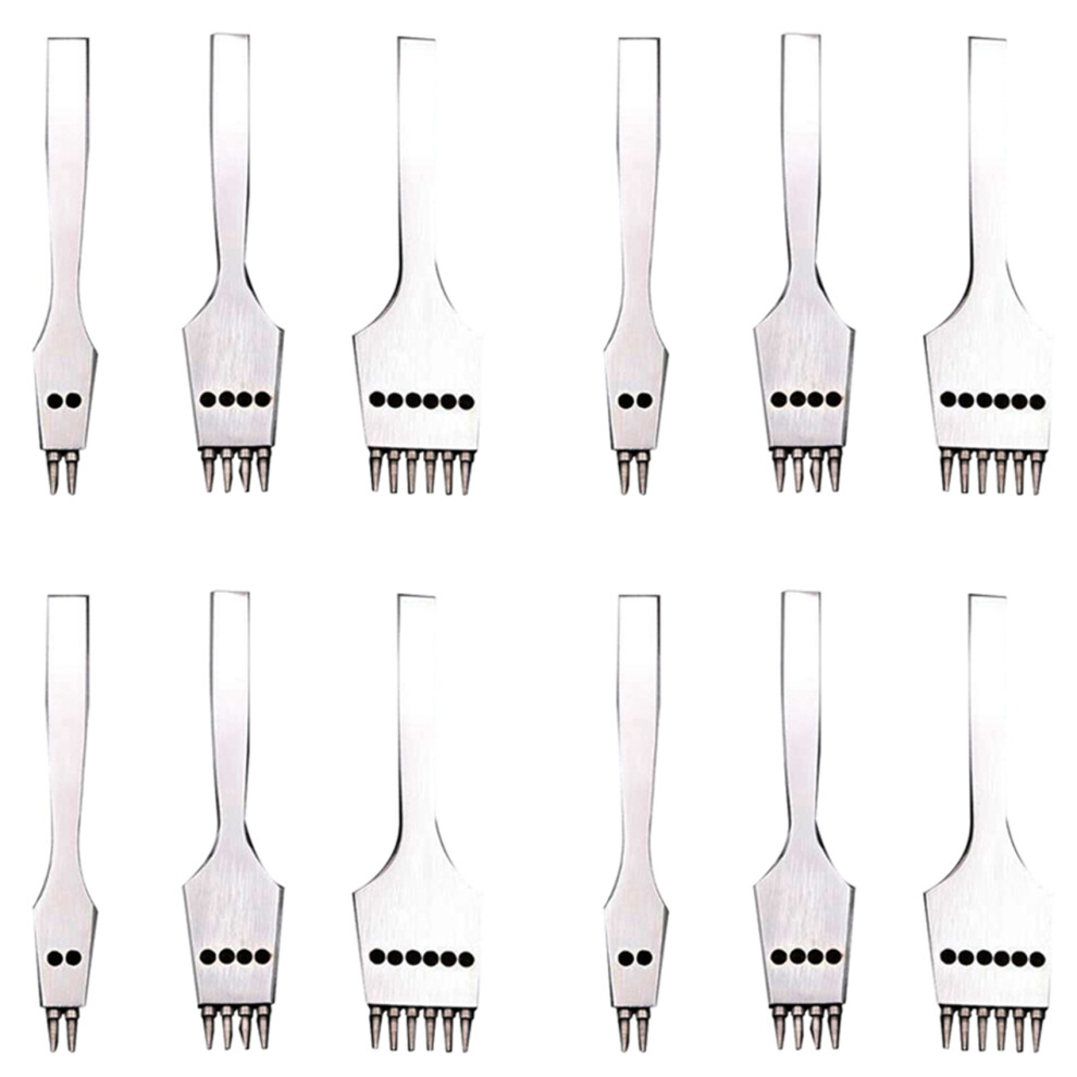 12Pcs 4mm Leather Craft Round Hole Leather Puncher Detachable Seam Punching Chisel Tool/Set
