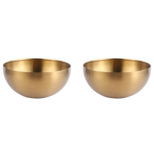 2X Capacity Stainless Steel Salad Bowls Korean Soup Rice Noodle Ramen Bowl Kitchen Food Container,Gold,15X7CM