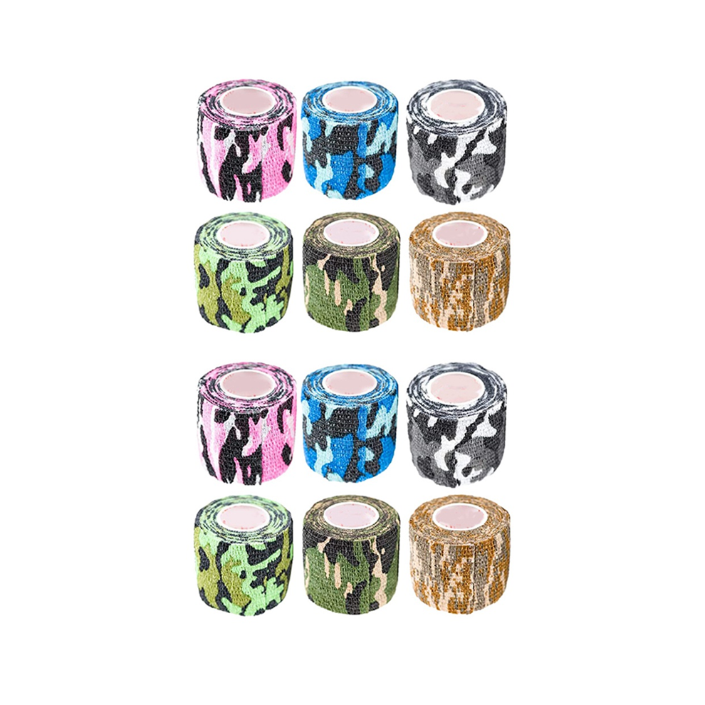 Tlily 12 Roll Wrap Tape Bulk (Assorted And Camouflage Colors Random) Vet Tape Self Adhesive Adherent