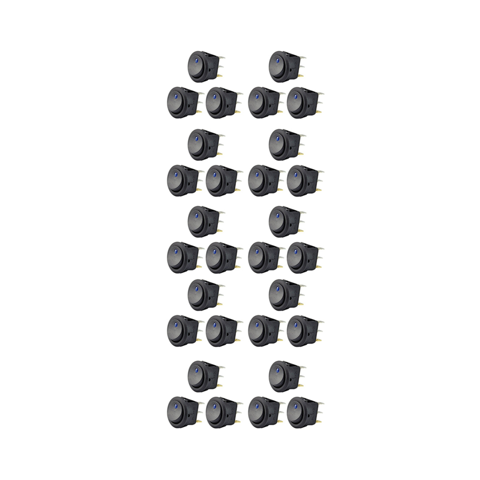 30Pc 12V 20A Rocker Toggle Led Switch Spst On-Off Control Blue/Light 4762224660182