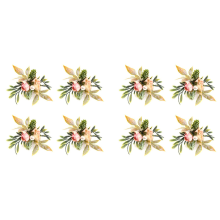 Double Napkin Rings 8, Pink Flower Napkin Rings with Berries and Handmade Napkin Ring Holders