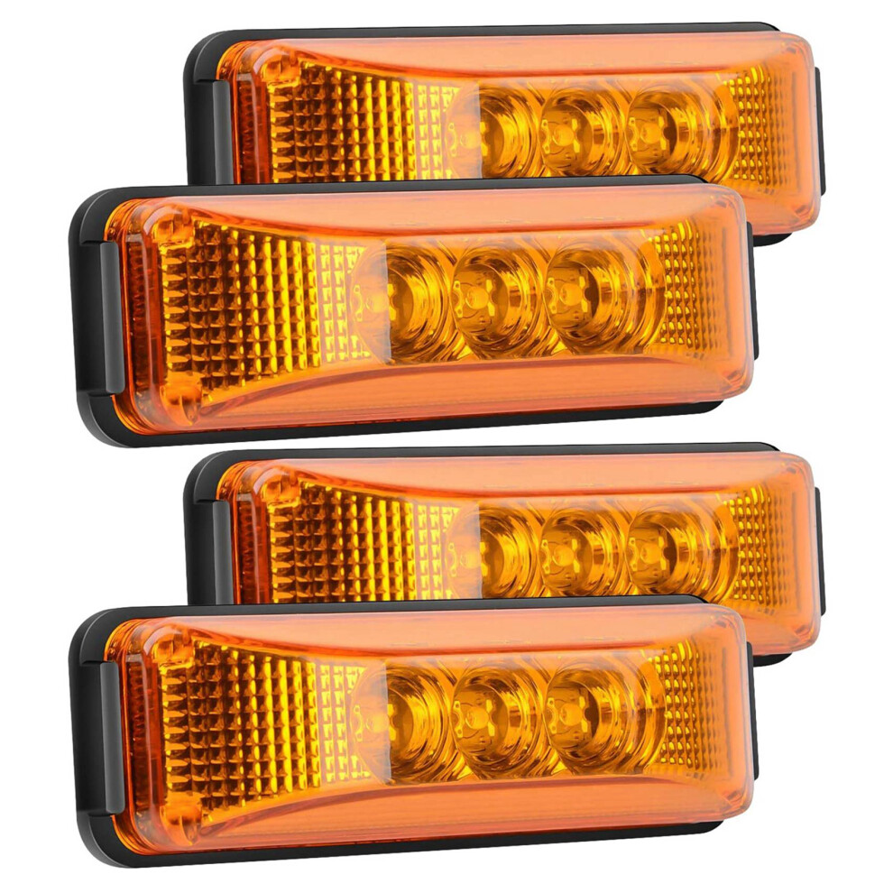 4Pcs 24V 3.9Inch 3 Led Truck Trailer Front Rear Led Side Marker S Clearance Indicator Lamp Waterproof Light 4762224698796