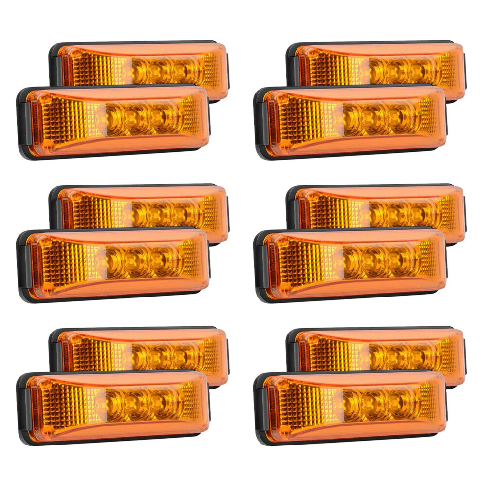 12Pcs 24V 3.9Inch 3 Led Truck Trailer Front Rear Led Side Marker S Clearance Indicator Lamp Waterproof Light 4762224600812