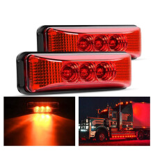 4-Pack 24V Red LED Marker Lights, 3-LED Piranha, 3.9 inch Waterproof Front/Rear/Side Clearance Lamps