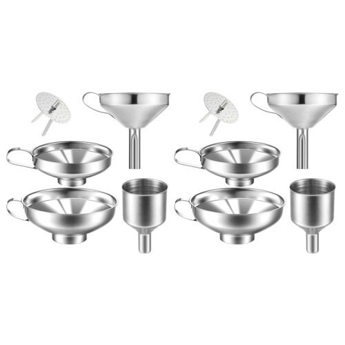 8 Pack Stainless Steel Kitchen Funnel Is Suitable for Glass Bottle Seasoning Jar for Transferring Liquid