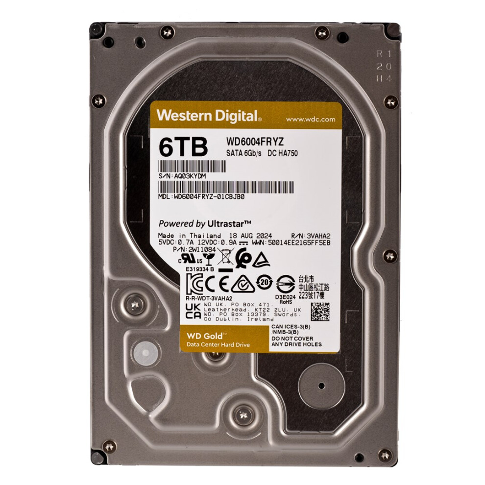 Western Digital Wd6004fryz Internal Hard Drive 6 Tb 7200 Rpm 128 Mb 3.5" Serial Ata Iii Gold