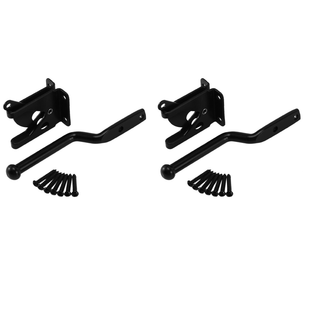 2X Self Locking Gate Latch Automatic Gravity Lever Fence Gate Lock For Wood Fence Gate Door Latches Steel Black 4762224678958