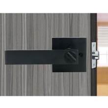3X Door Handle Lock Square Channel Privacy Mask Interior Bedroom Room Bathroom Three-Bar Spherical Lock-Black