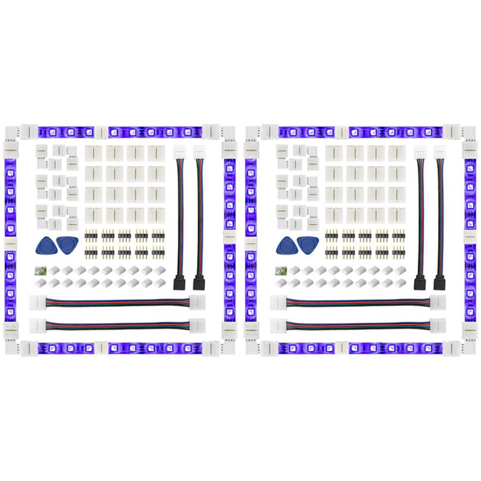 2Set Connector 4 Pin 10Mm Solderless Rgb Strip Connector For 5050 Smd - Gapless, L Shape Connectors Light 4762224618725
