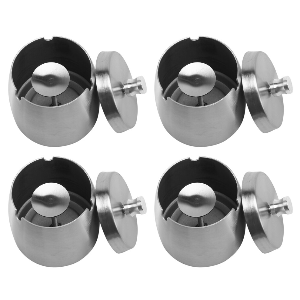 4 Ceniceros De Exterior Con Tapa Para Cigarrillos, De Acero Inoxidable, Resistentes Al Viento Y A La Lluvia, Para Exteriores, Mesas, Bares, Karaokes.-image