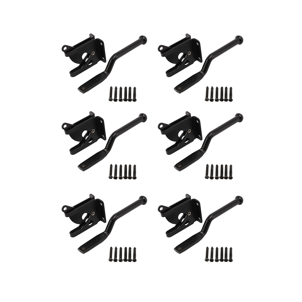 6X Self Locking Gate Latch Automatic Gravity Lever Fence Gate Lock For Wood Fence Gate Door Latches Steel Black 4762224672635