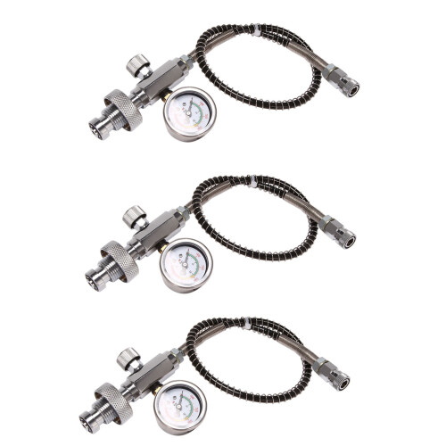 3X PCP Air Fill Station Charging Adapter for Diving Cylinders with G5/8 Inch Din Adaptor and 50cm Spring Hose