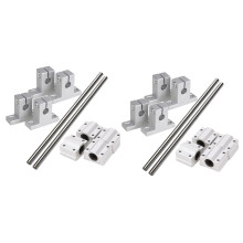 2x horizontale 8 mm diameter lineaire beweging kogellager glijbus 200 mm lineaire as optische as met staafrail ondersteuningsset