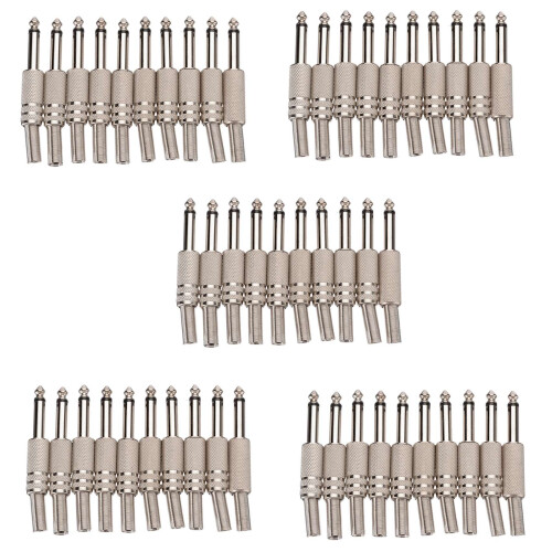 6.35mm Mono Amplifier Plug 1/4Inch Male Mono Monaural Jack Audio Cable Connector Plug Microphone 30Pcs