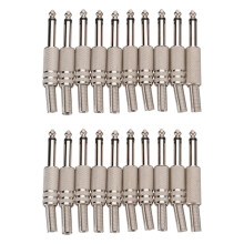 6.35mm Mono Amplifier Plug 1/4Inch Male Mono Monaural Jack Audio Cable Connector Plug Microphone 20Pcs