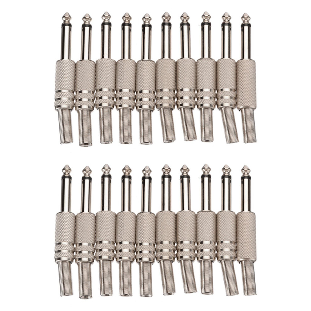 6.35Mm Mono Amplifier Plug 1/4Inch Male Mono Monaural Jack Audio Cable Connector Plug Microphone 20Pcs 4762224619036