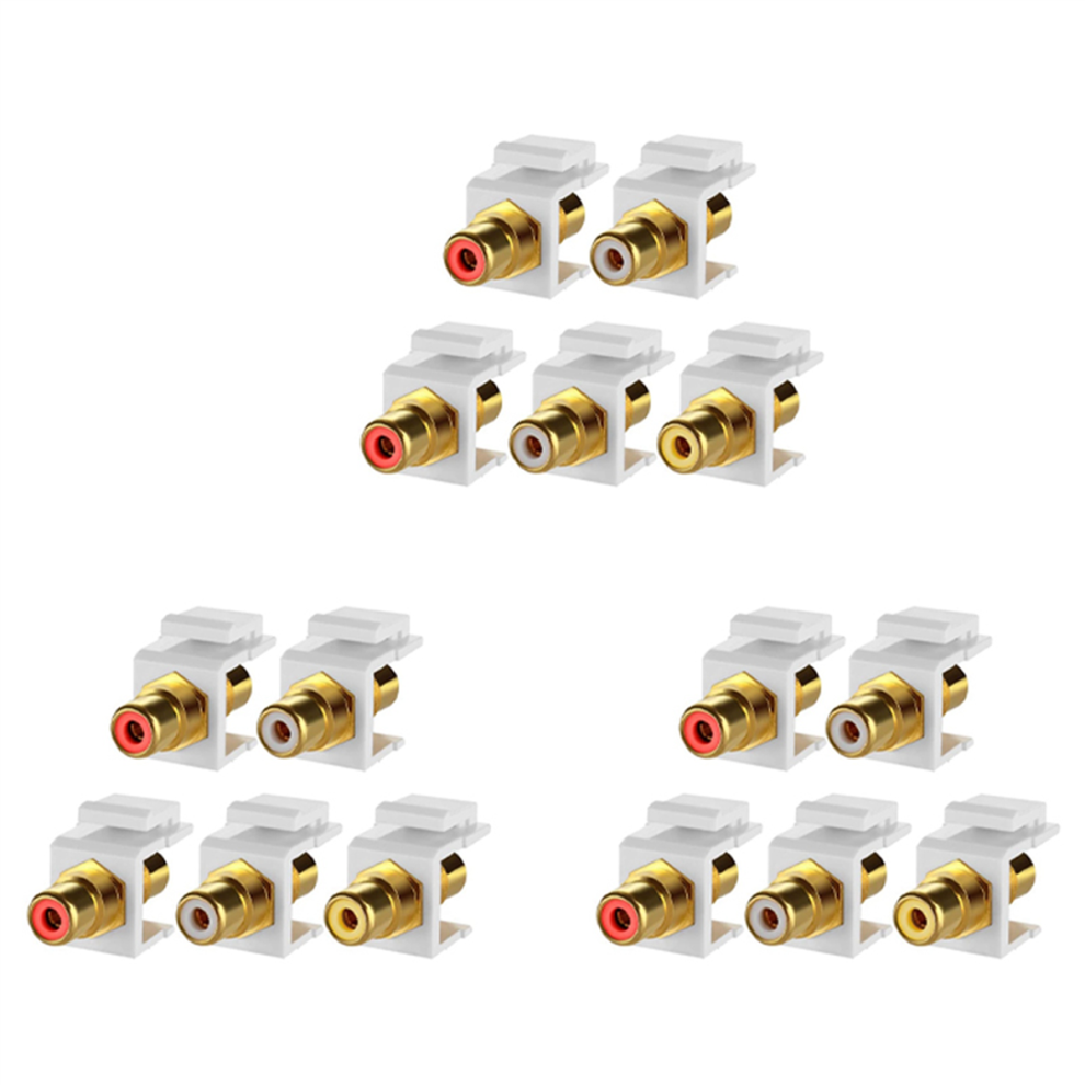 15-Pack Rca Jack Insert Connector Socket Female Snap In Adapter Port Plated Inline Coupler For Wall Plate Gold 4762149474338