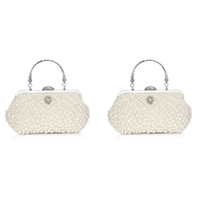 2X Bolsas de mão femininas de pérolas, bolsa de noite, bolsa de mão para casamento, bolsa de corrente para